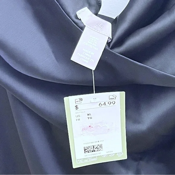 H&M Black Satin Asymmetrical One Shoulder Rhinestone Jeweled Strap Jumpsuit NWT - Picture 13 of 14